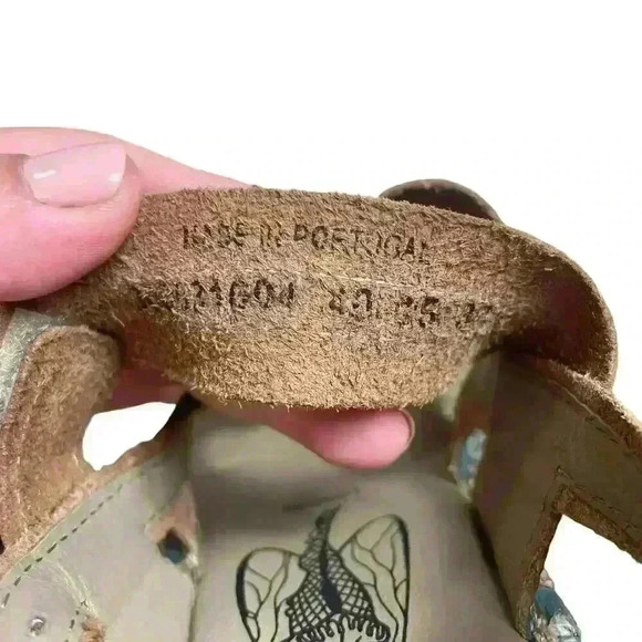 FLY‎ London Women’s EU 37 US 6.5-7 Leather Wedge Sandals Leather Strappy Boho - Picture 6 of 9